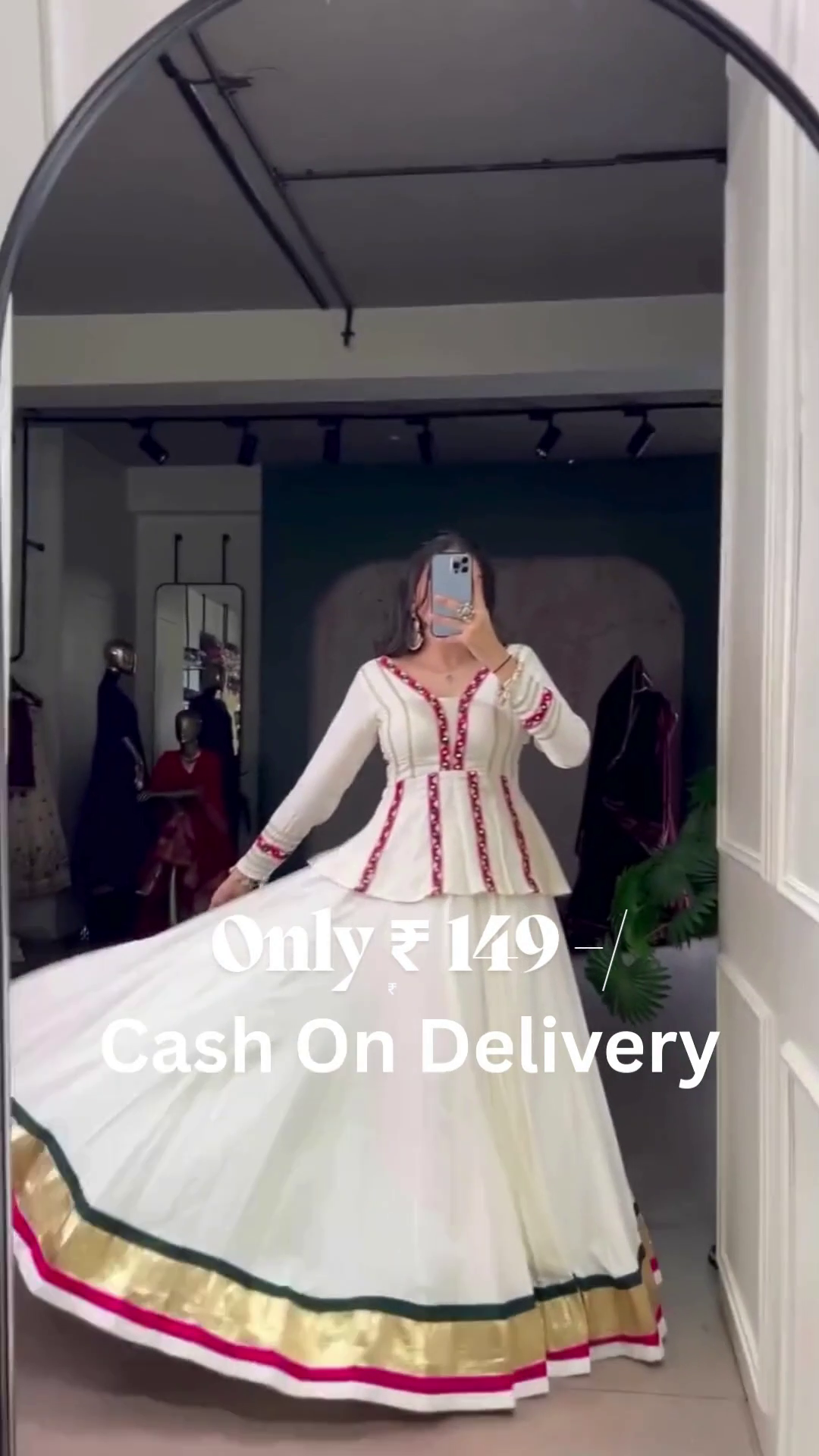 Designer White Peplum Sharara Set