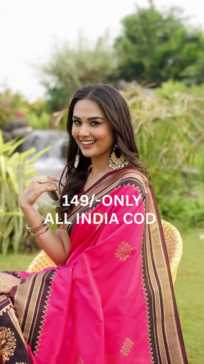 Pink Banarasi Style Traditional Saree