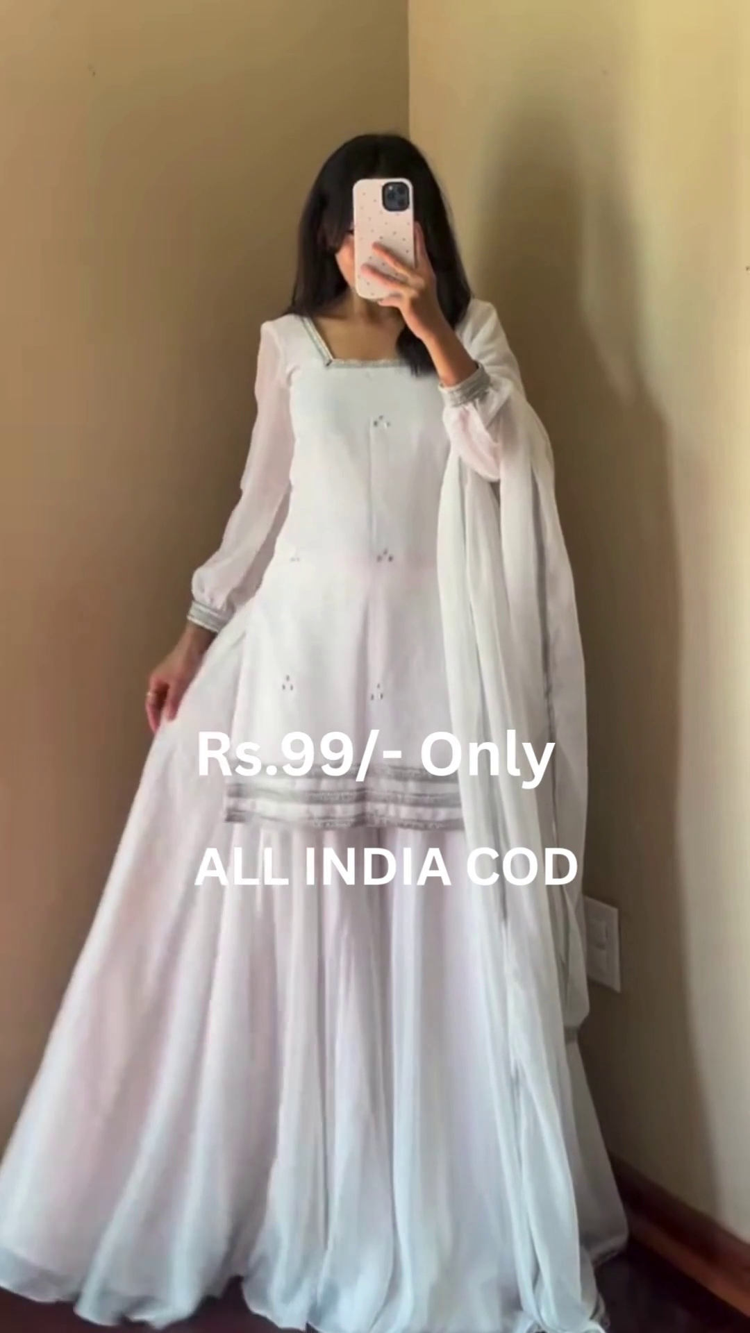 Elegant White Anarkali Suit Set