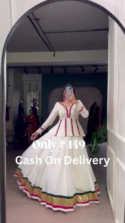 Designer White Peplum Sharara Set
