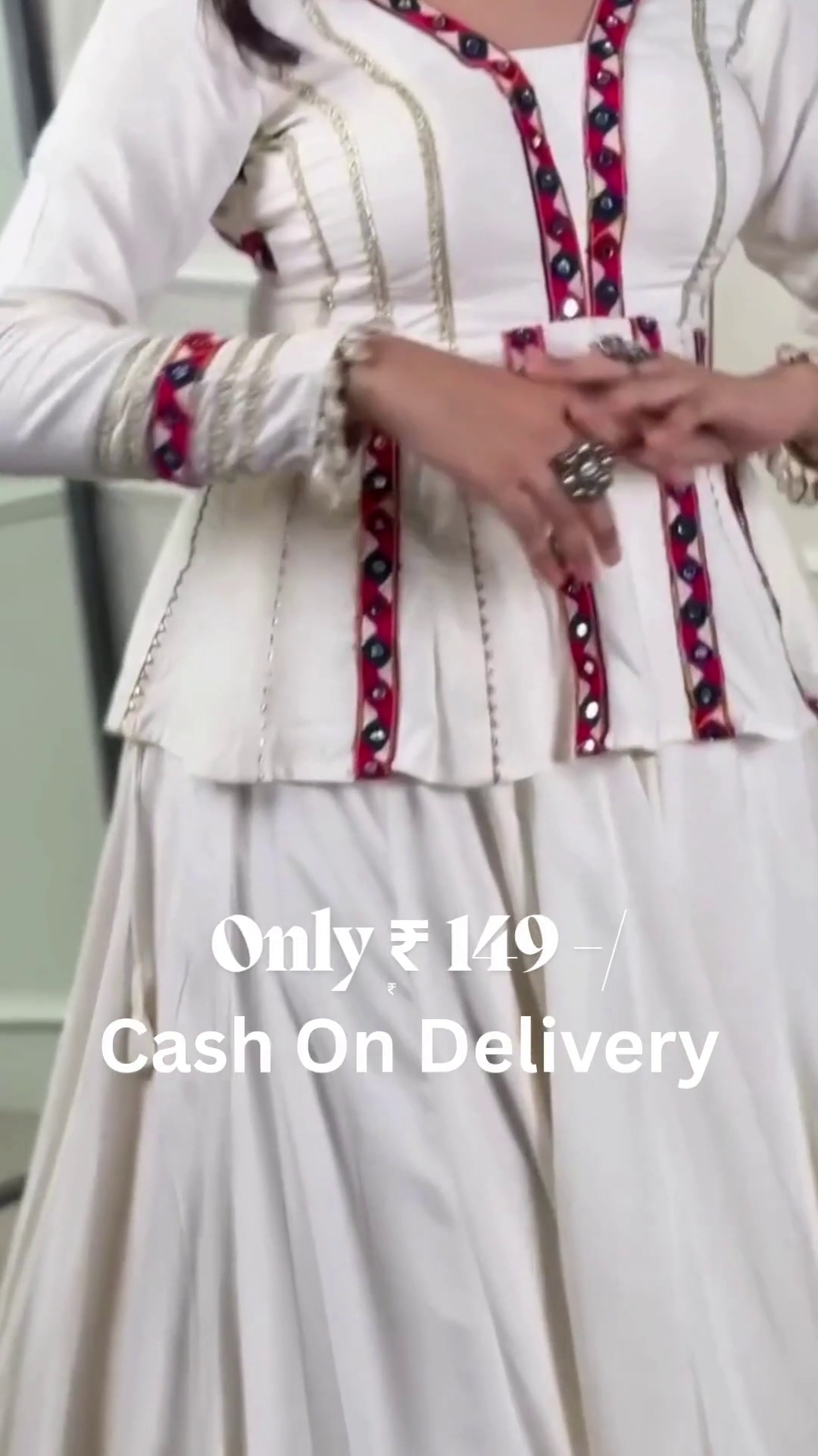 Designer White Peplum Sharara Set