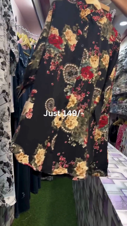 Floral Printed Long Casual Shirt Dress