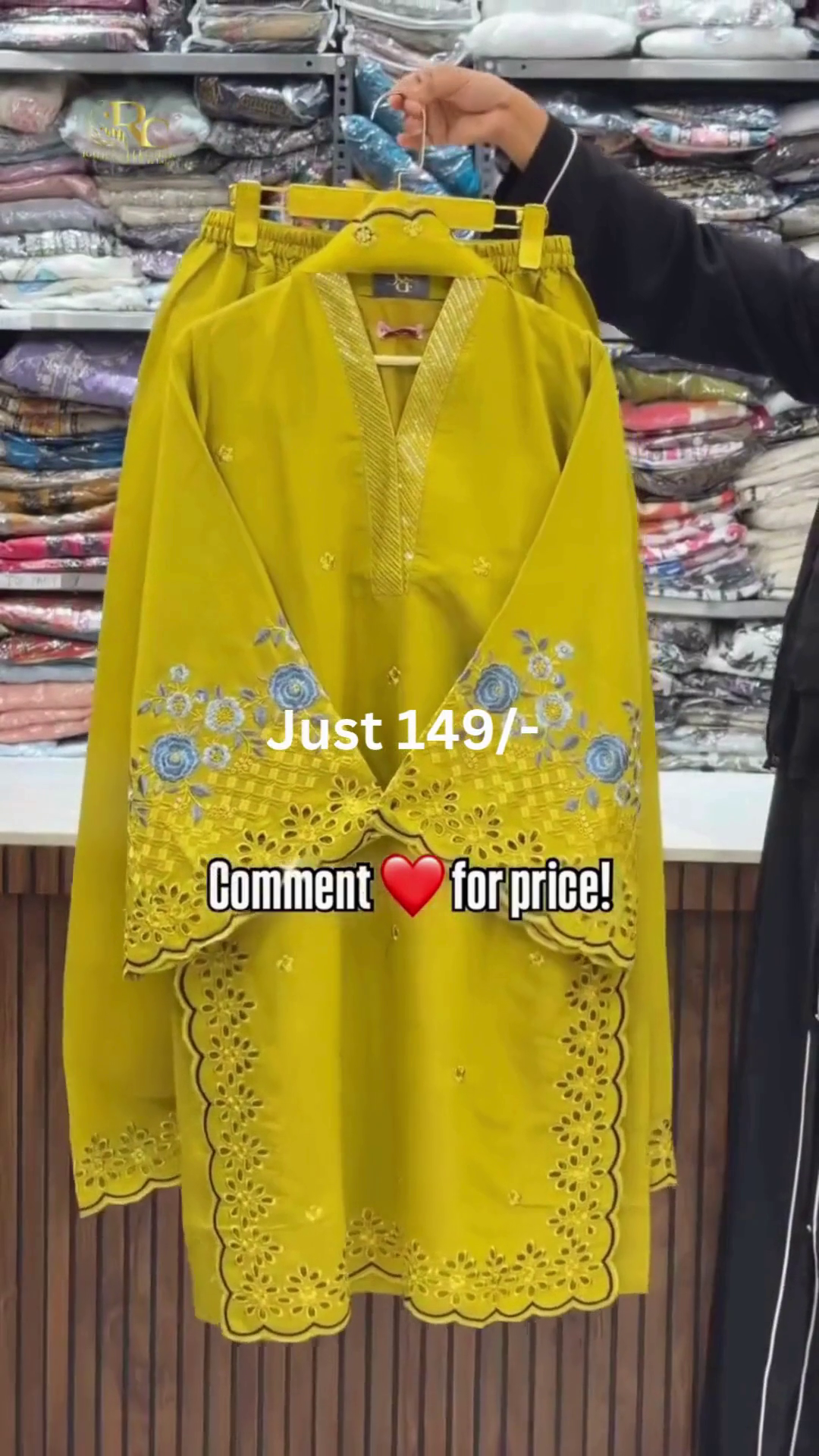 Floral Embroidered Black Kurti