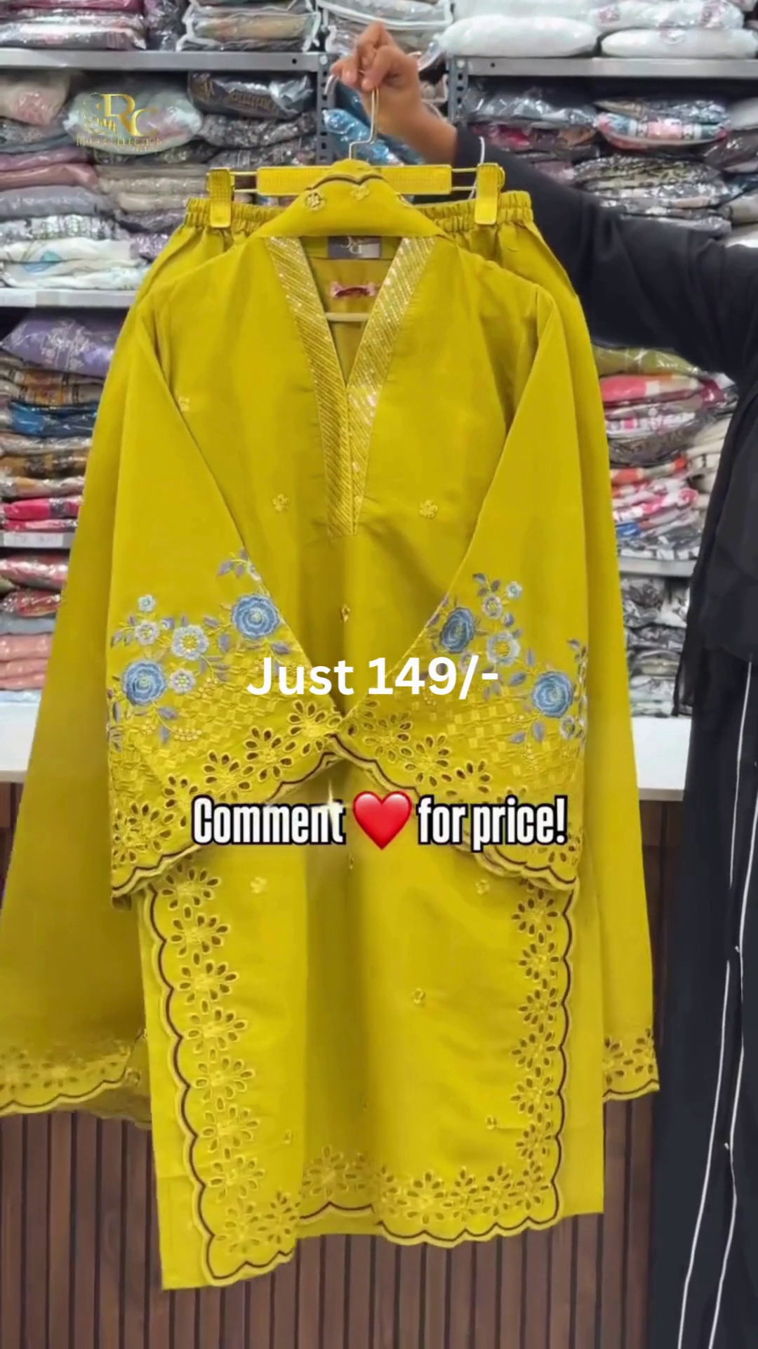 Floral Embroidered Black Kurti