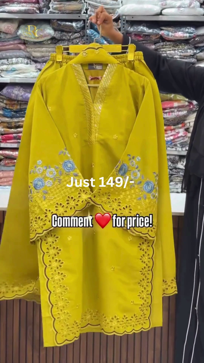 Floral Embroidered Black Kurti
