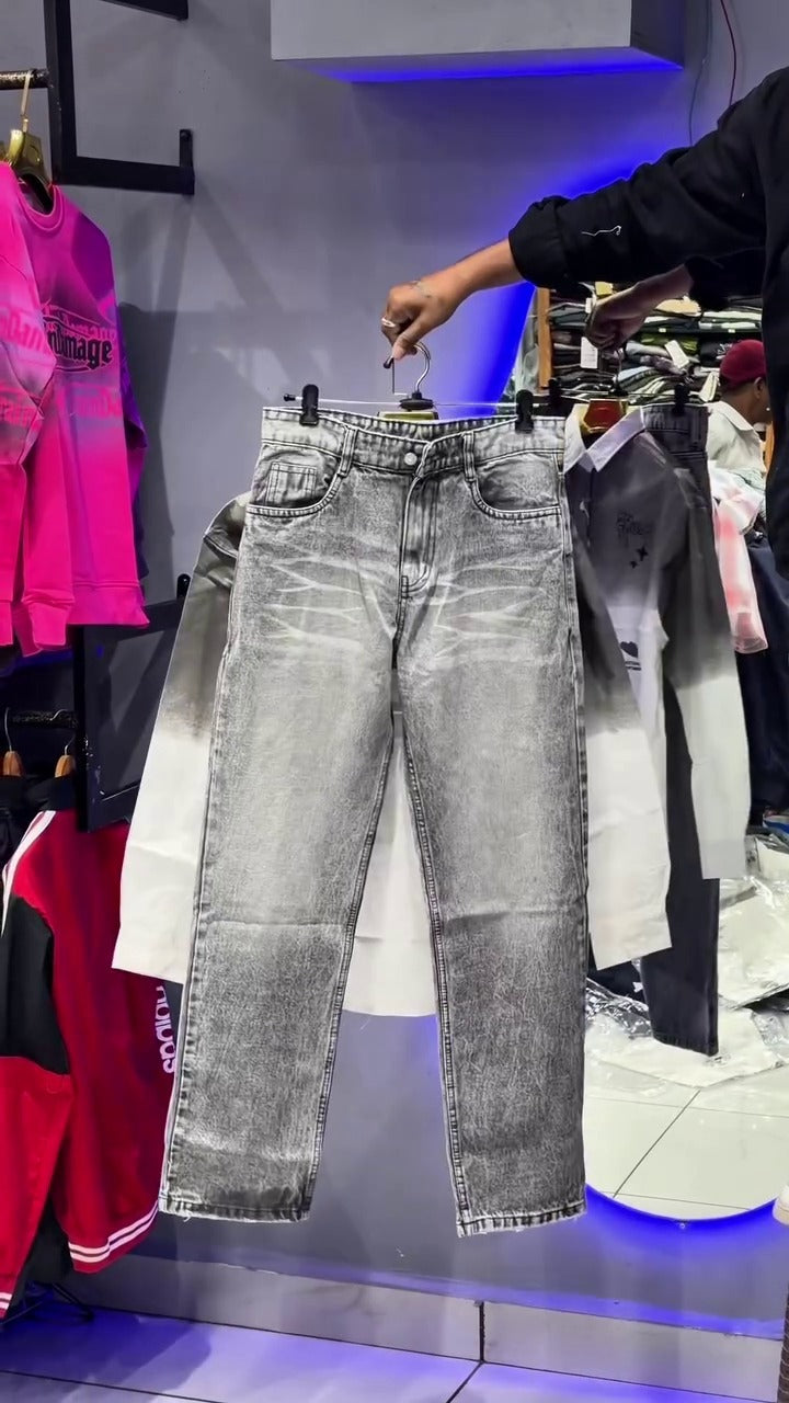 Vintage Wash Wide Leg Jeans