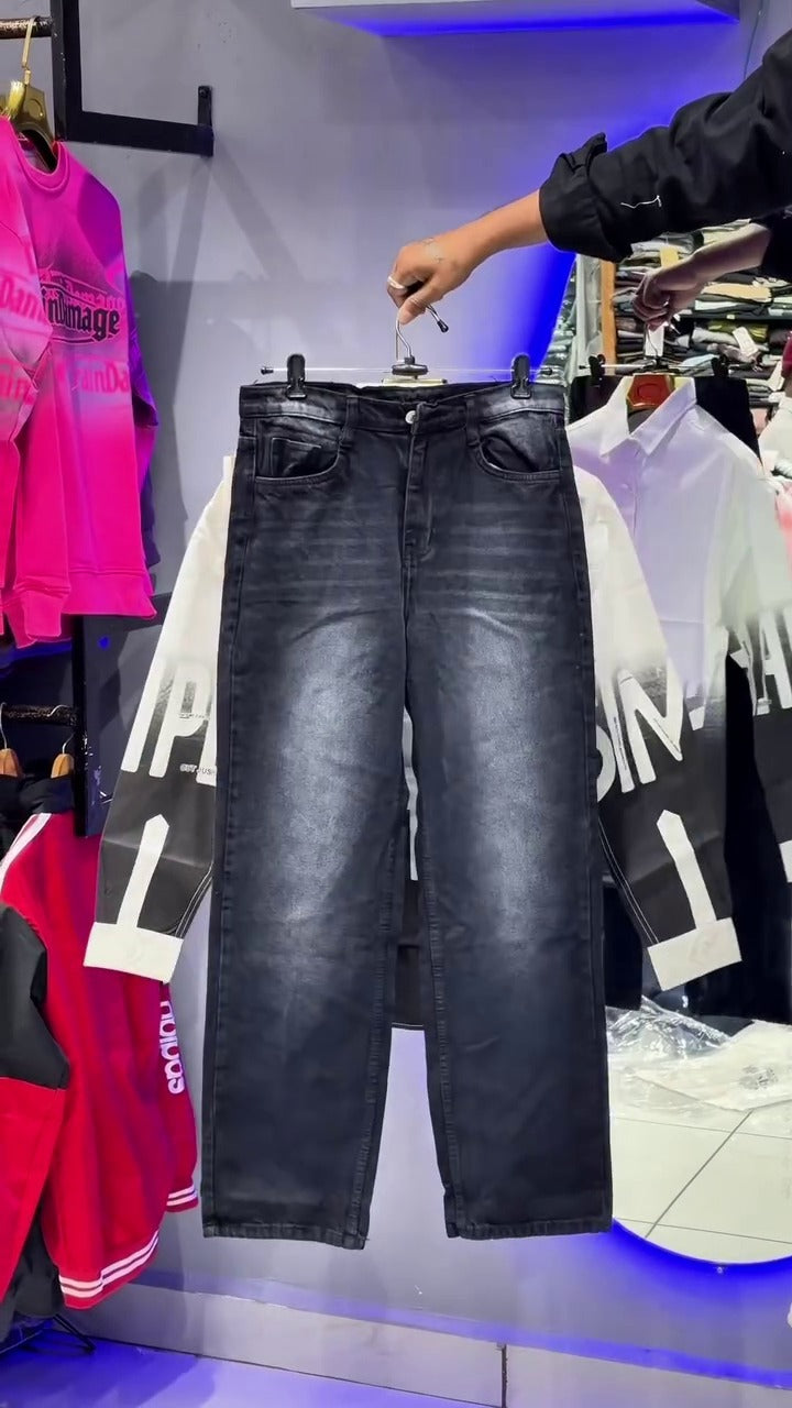 Vintage Wash Wide Leg Jeans