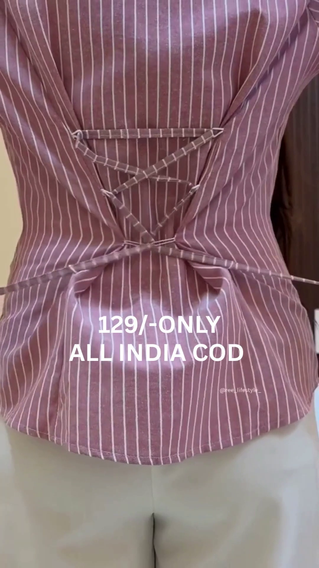 Pinstripe Lace-Up Top